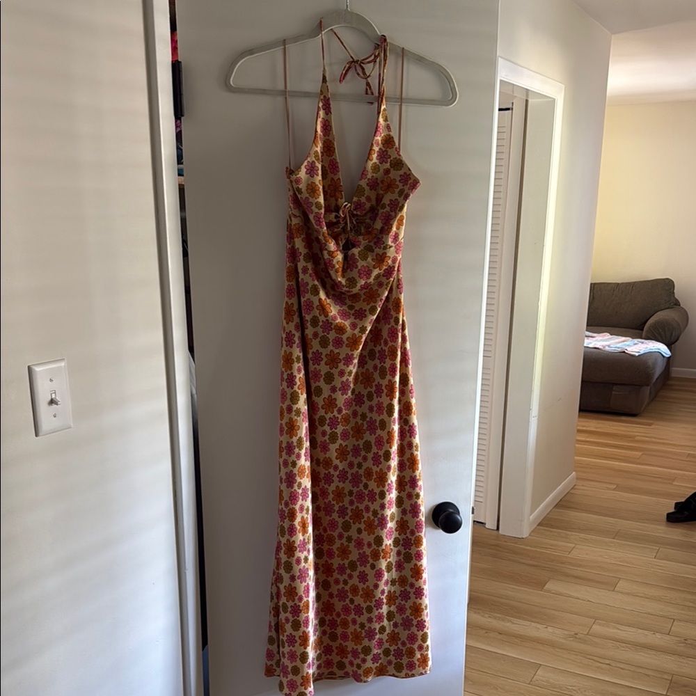 Floral Halter Maxi Dress - Multicolor